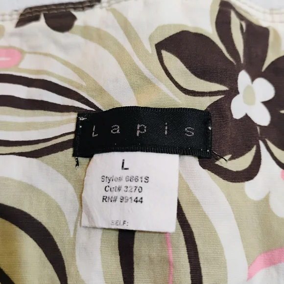 Lapis Cream Floral A-Line Skirt with Pink & Brown Accents - Picture 4 of 10